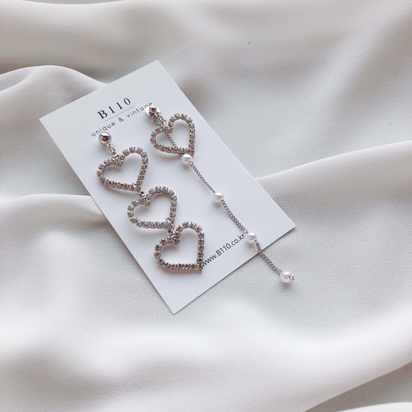 Lovely Goodbye Heart Drop Earrings 2color Pearl Un