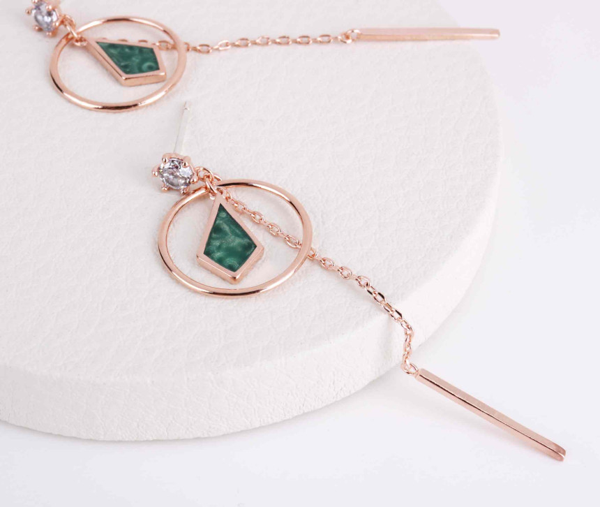 Volare Green Dia Circle Drop Earrings SPE313 Uniqu