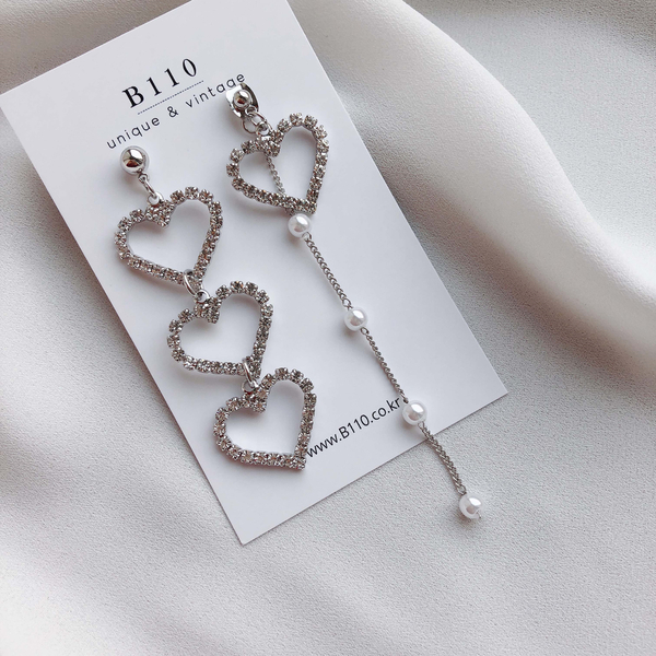 Lovely Goodbye Heart Drop Earrings 2color Pearl Un