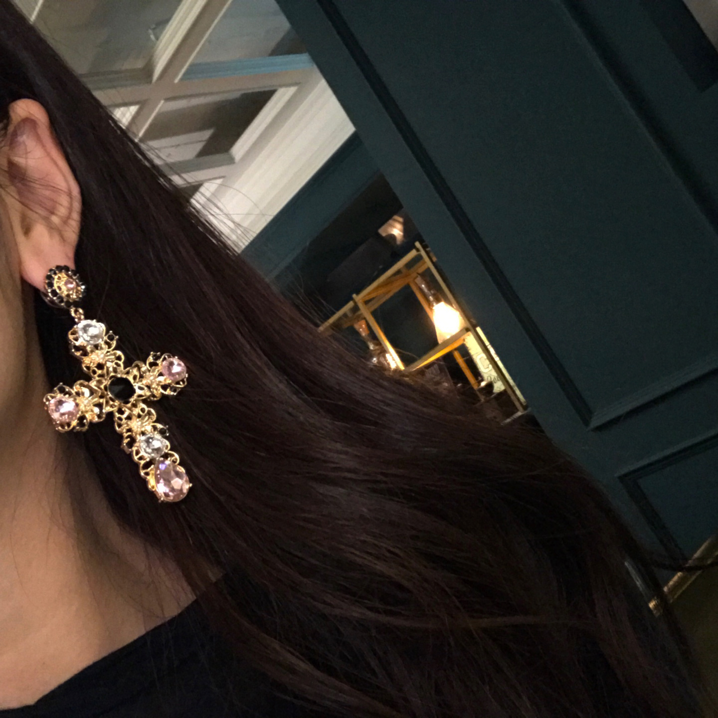 Baroque Bold Cross Earrings 4color Antique Jenny C