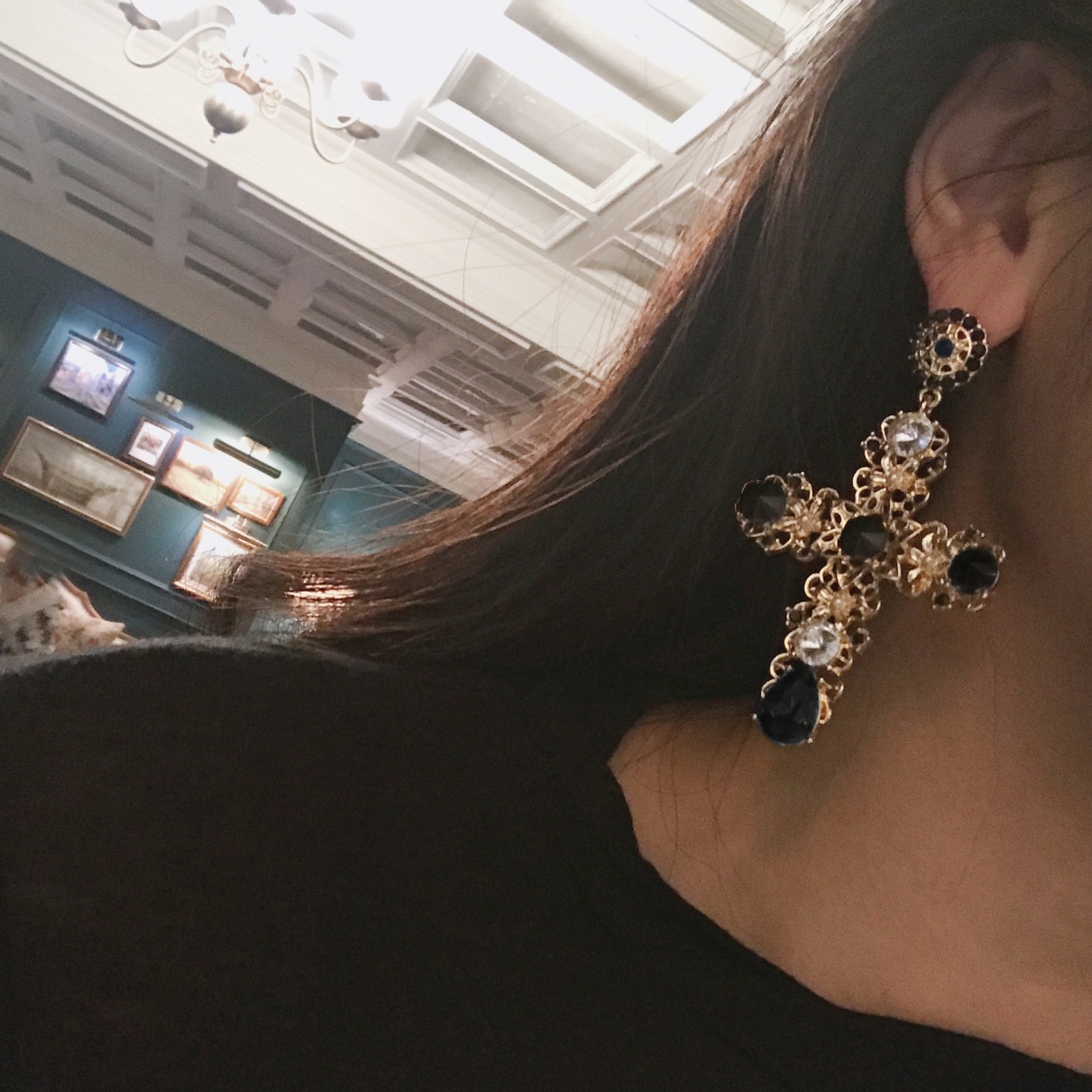 Baroque Bold Cross Earrings 4color Antique Jenny C