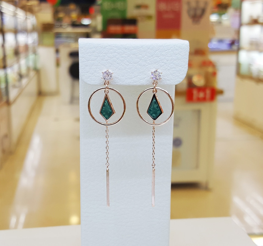 Volare Green Dia Circle Drop Earrings SPE313 Uniqu