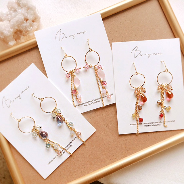 Fiona beads earrings cluster drop 3 color earrings