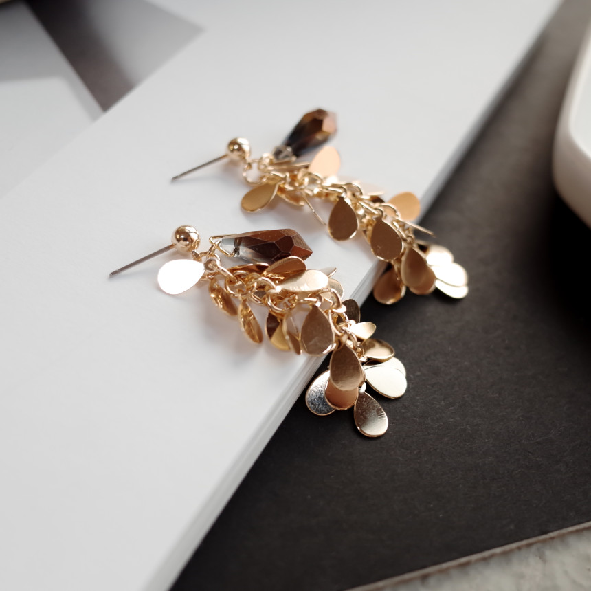 NO.67 Eve Chalang Brown Glass Drop Earrings Stylis