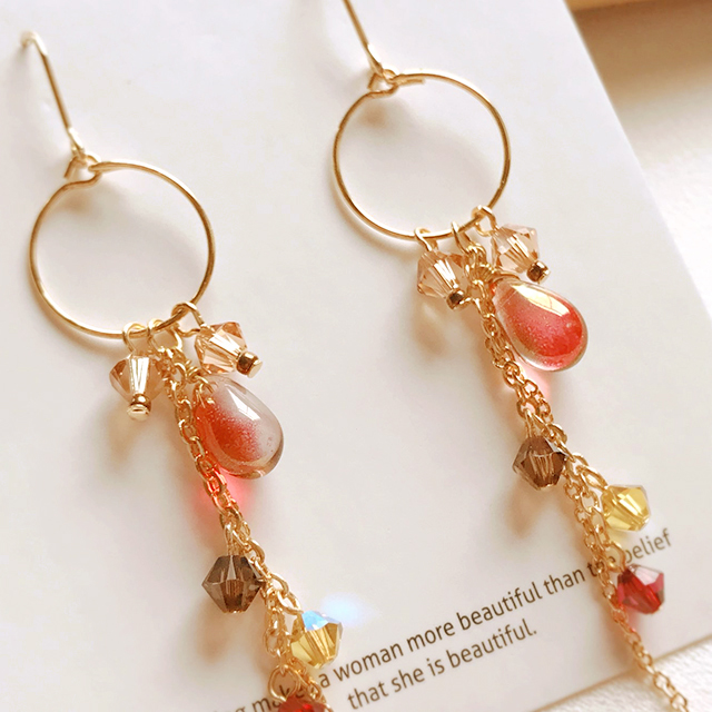 Fiona beads earrings cluster drop 3 color earrings