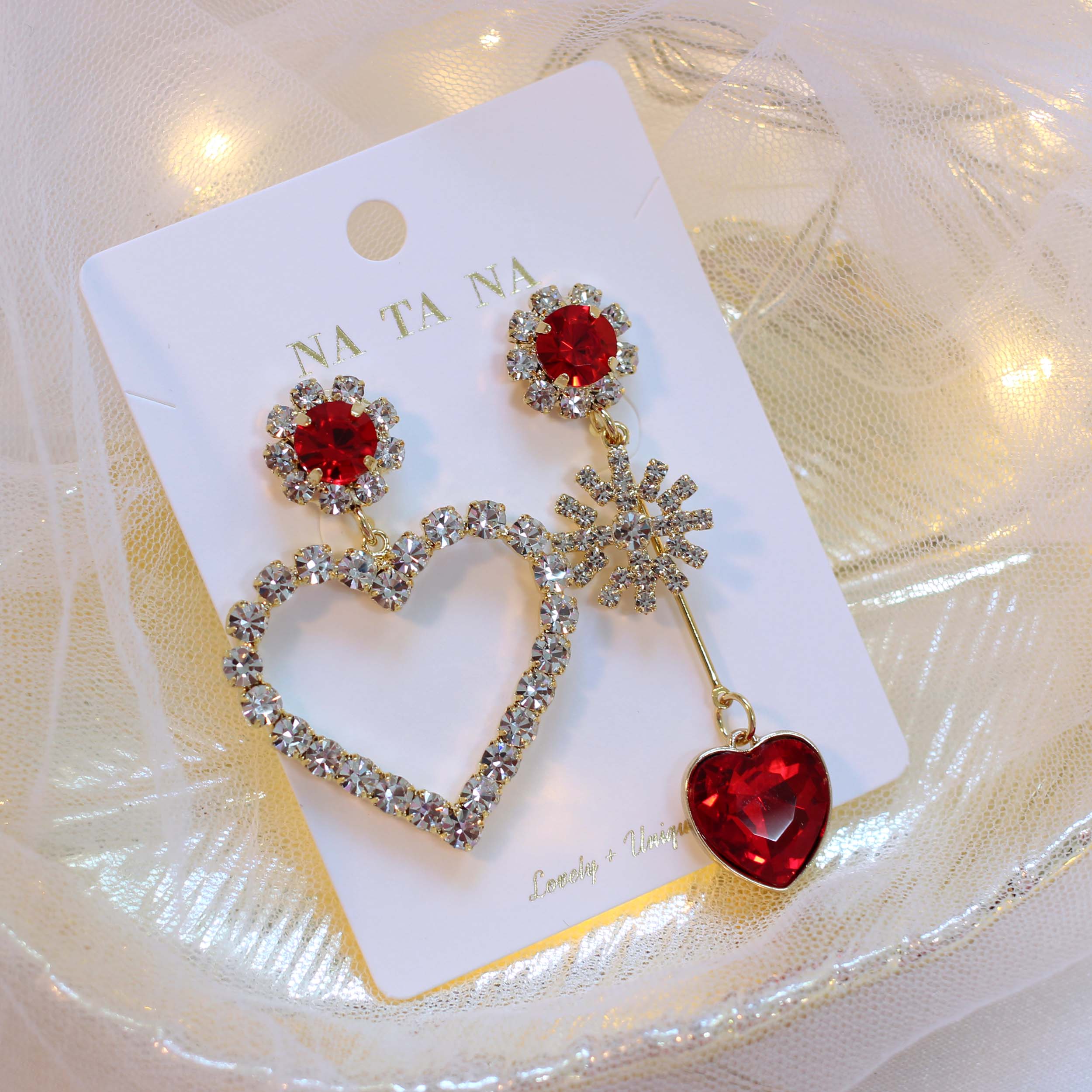 Snowballs Heart Bold Drop Earrings Earrings Possib