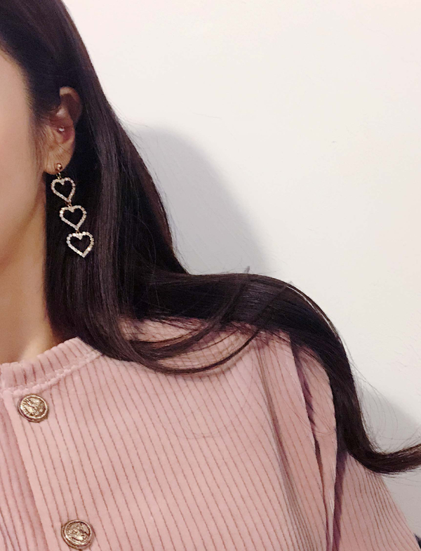 Lovely Goodbye Heart Drop Earrings 2color Pearl Un