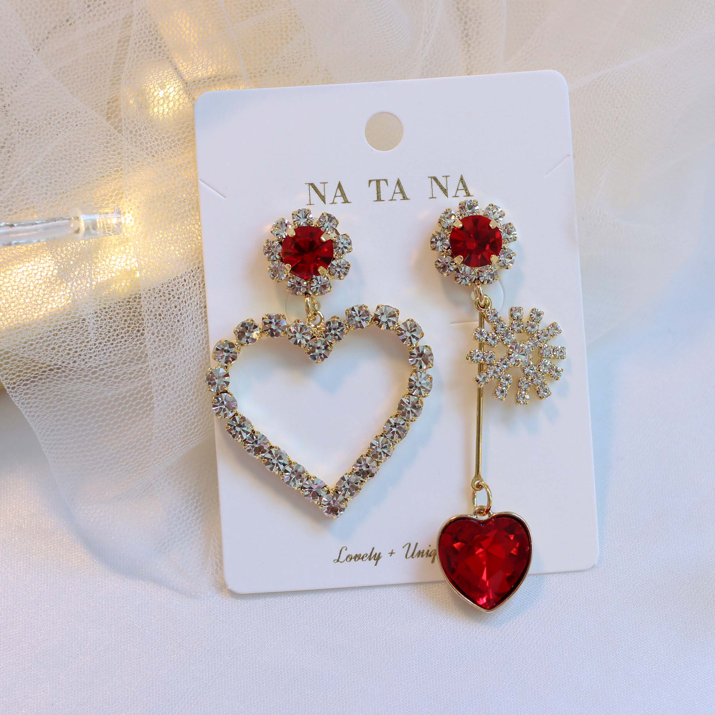 Snowballs Heart Bold Drop Earrings Earrings Possib
