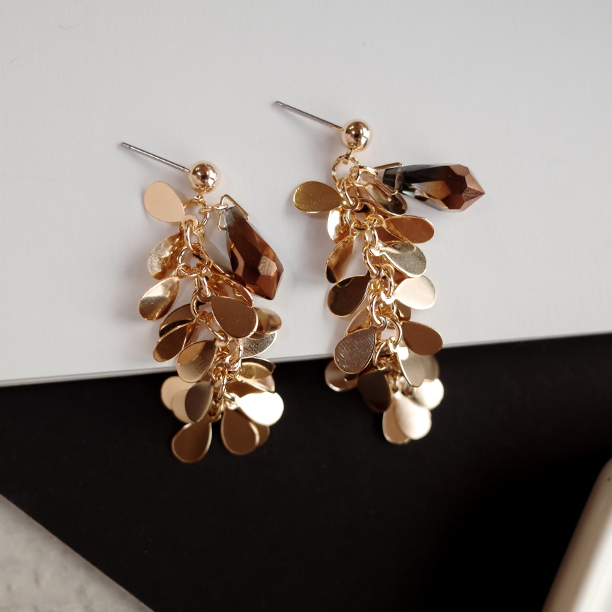 NO.67 Eve Chalang Brown Glass Drop Earrings Stylis