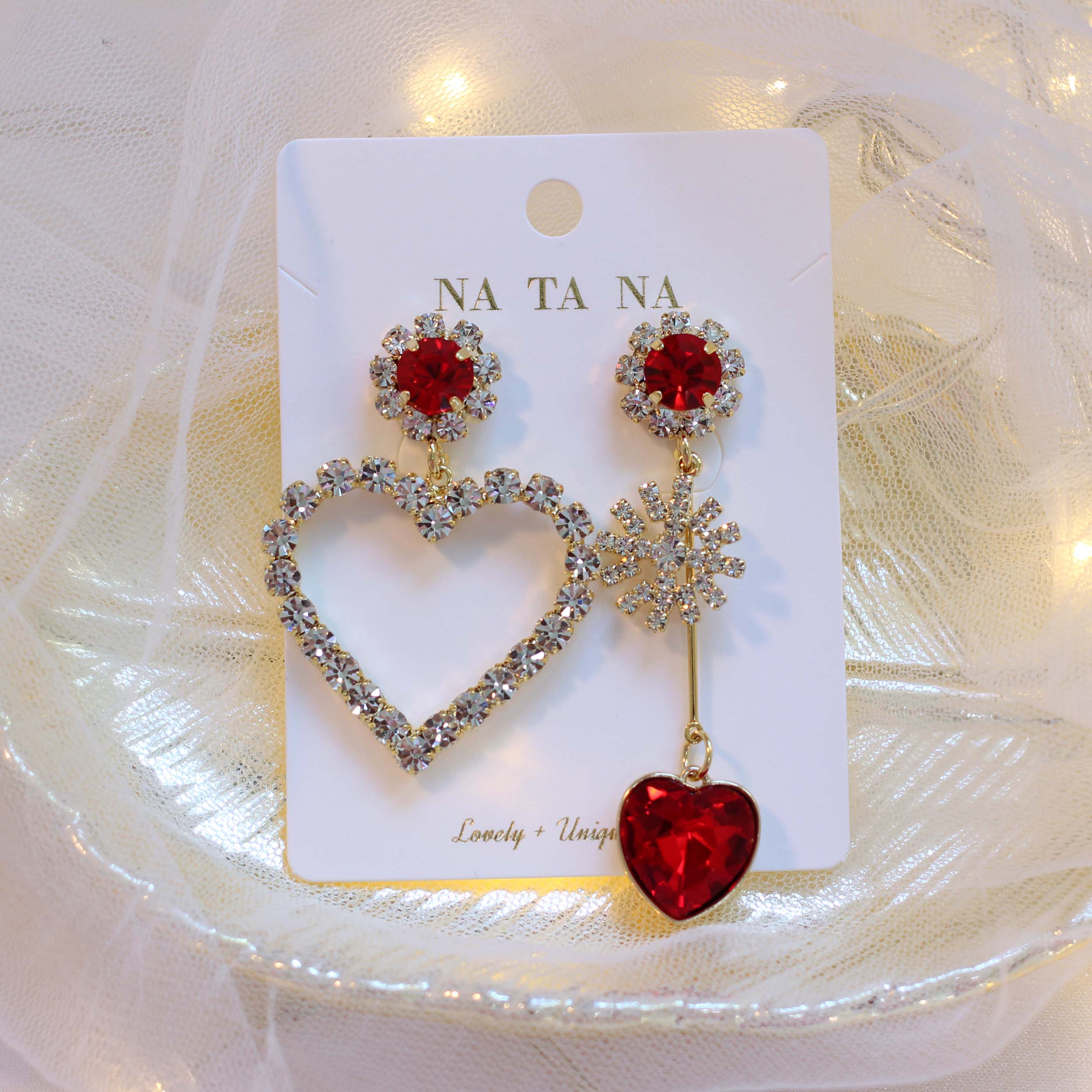 Snowballs Heart Bold Drop Earrings Earrings Possib