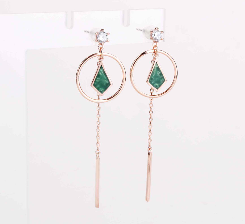 Volare Green Dia Circle Drop Earrings SPE313 Uniqu