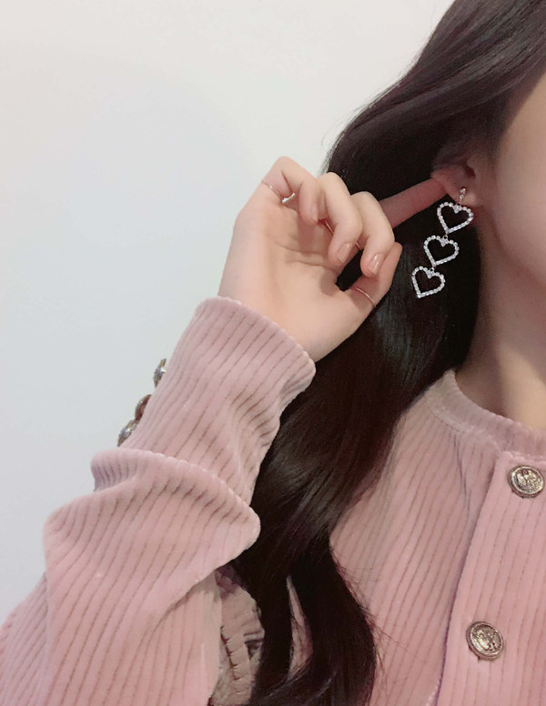 Lovely Goodbye Heart Drop Earrings 2color Pearl Un