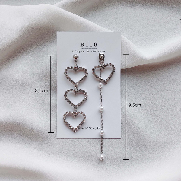 Lovely Goodbye Heart Drop Earrings 2color Pearl Un