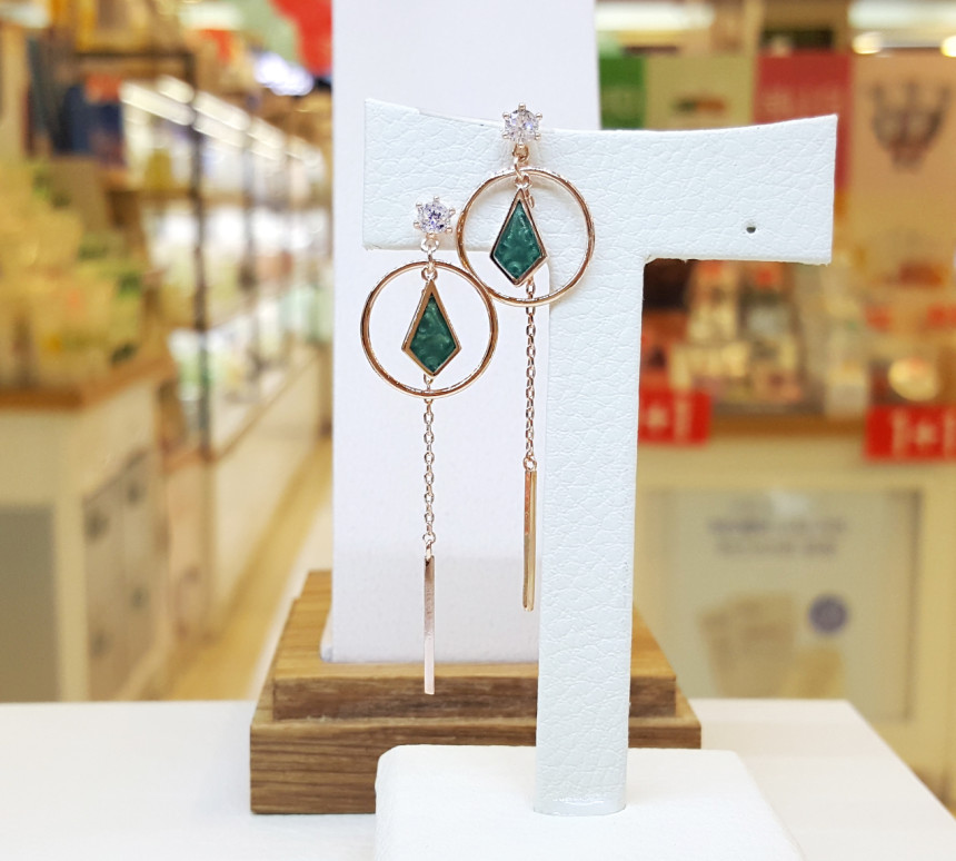 Volare Green Dia Circle Drop Earrings SPE313 Uniqu