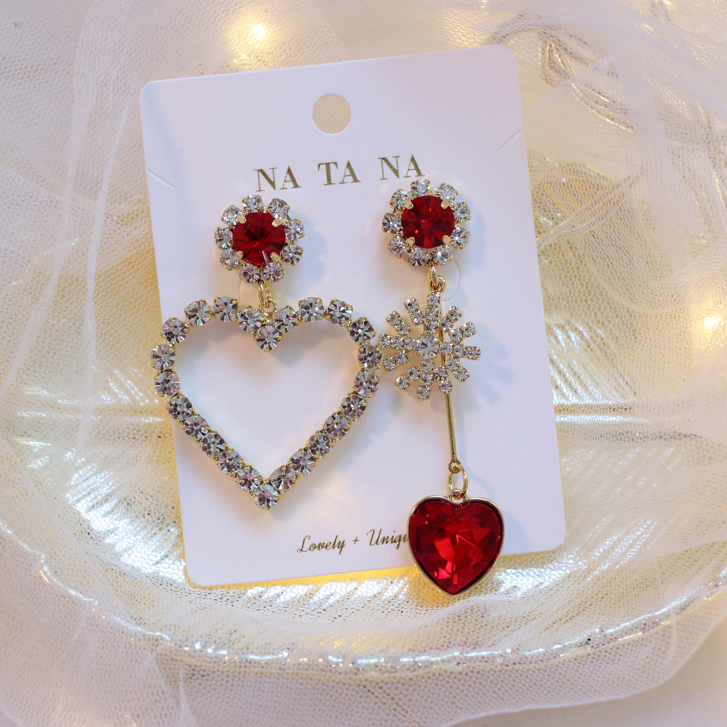 Snowballs Heart Bold Drop Earrings Earrings Possib