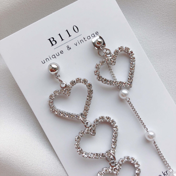 Lovely Goodbye Heart Drop Earrings 2color Pearl Un
