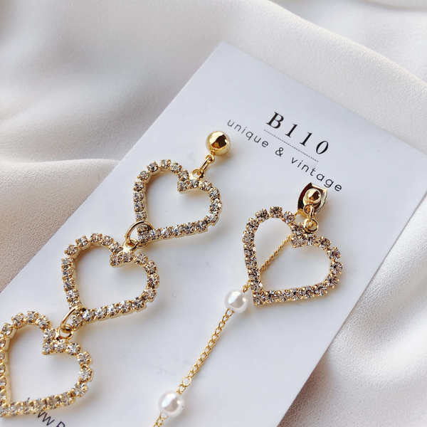 Lovely Goodbye Heart Drop Earrings 2color Pearl Un