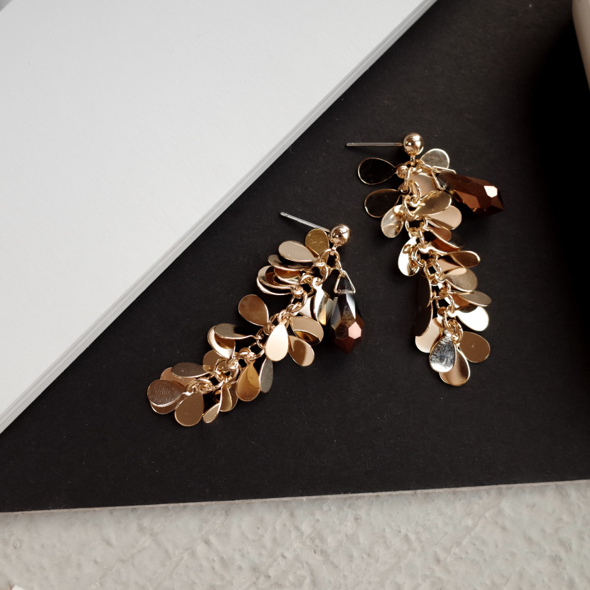 NO.67 Eve Chalang Brown Glass Drop Earrings Stylis