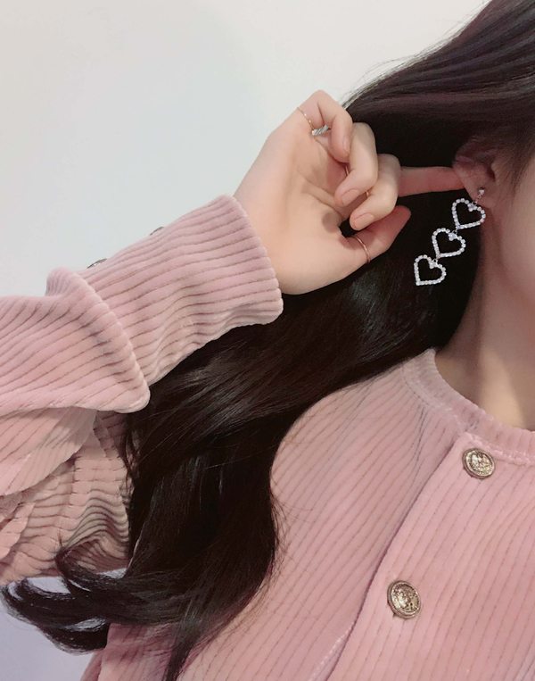 Lovely Goodbye Heart Drop Earrings 2color Pearl Un