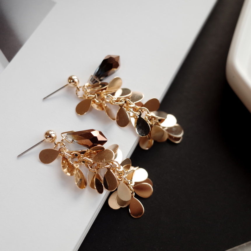 NO.67 Eve Chalang Brown Glass Drop Earrings Stylis