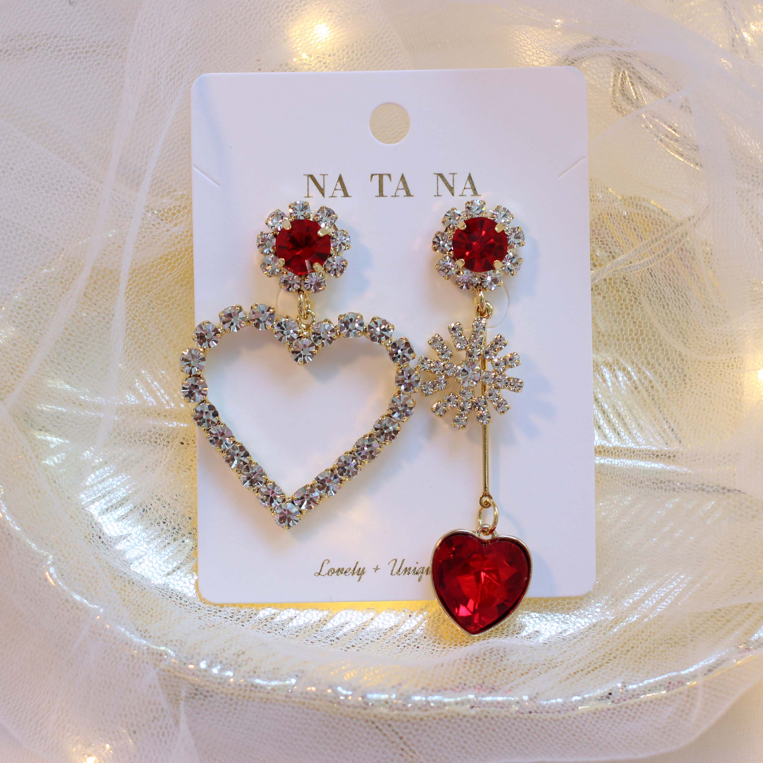 Snowballs Heart Bold Drop Earrings Earrings Possib