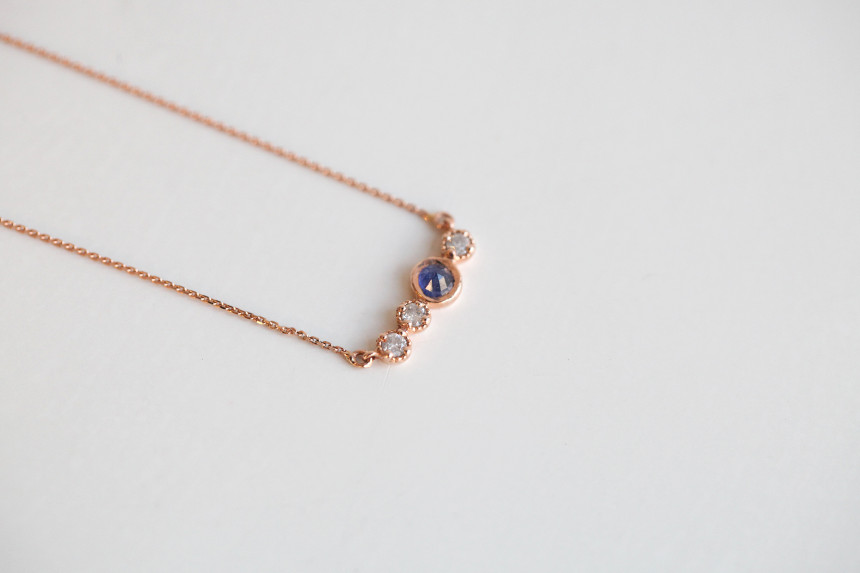 Sapphire simple diamond necklace Unique design uni