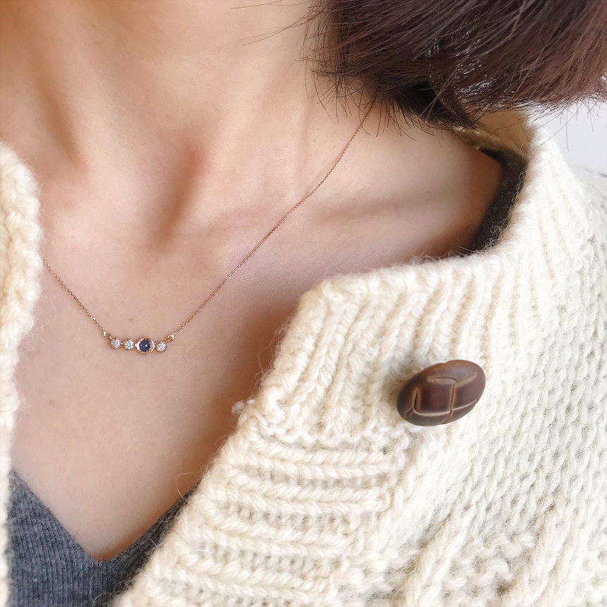 Sapphire simple diamond necklace Unique design uni