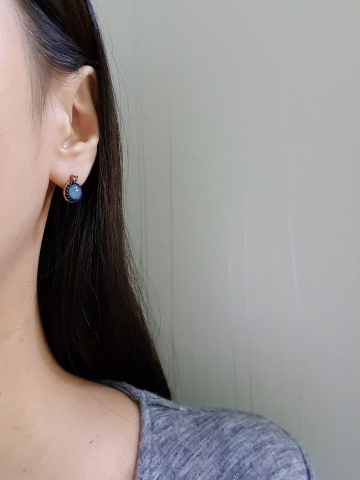 Gemstones Daily Simple Earrings Silver Blue Green