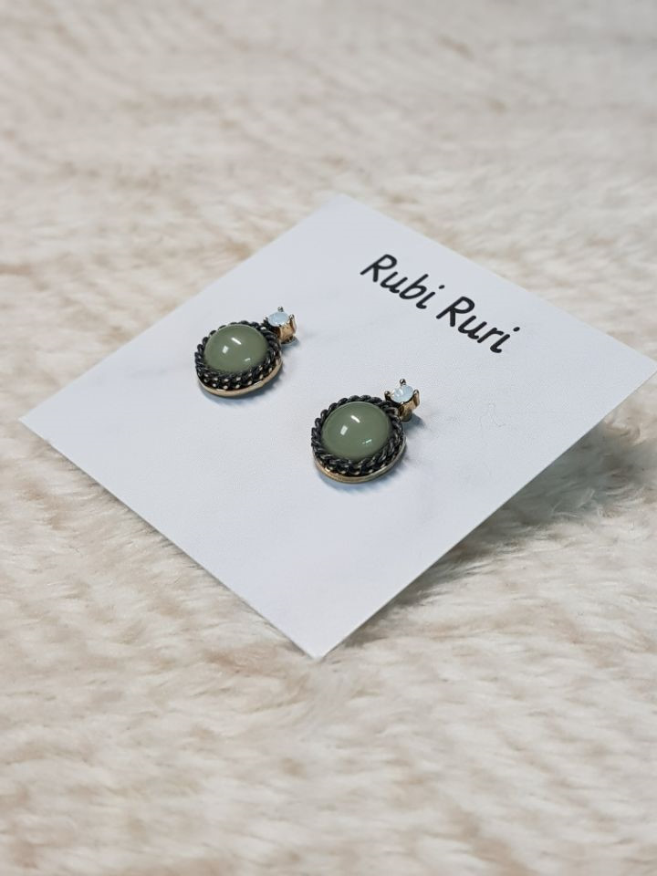 Gemstones Daily Simple Earrings Silver Blue Green