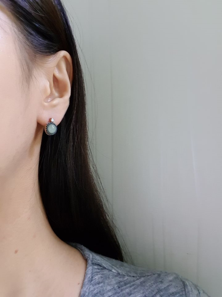 Gemstones Daily Simple Earrings Silver Blue Green