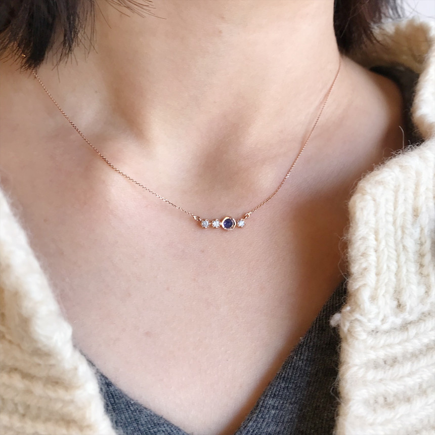 Sapphire simple diamond necklace Unique design uni