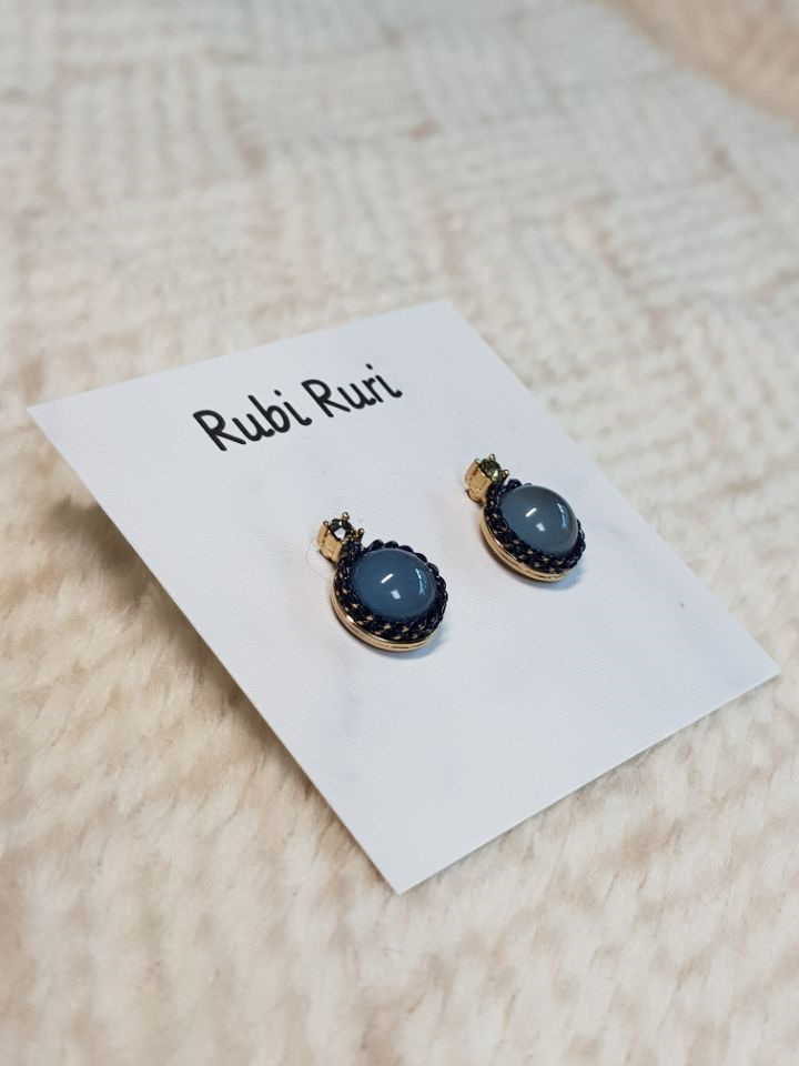 Gemstones Daily Simple Earrings Silver Blue Green