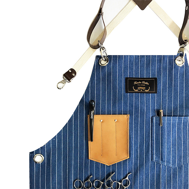칸데오레더 크로코 블루스트라이프 공방 미용실 카페 미용사 바리스타 앞치마 가죽 데님앞치마
