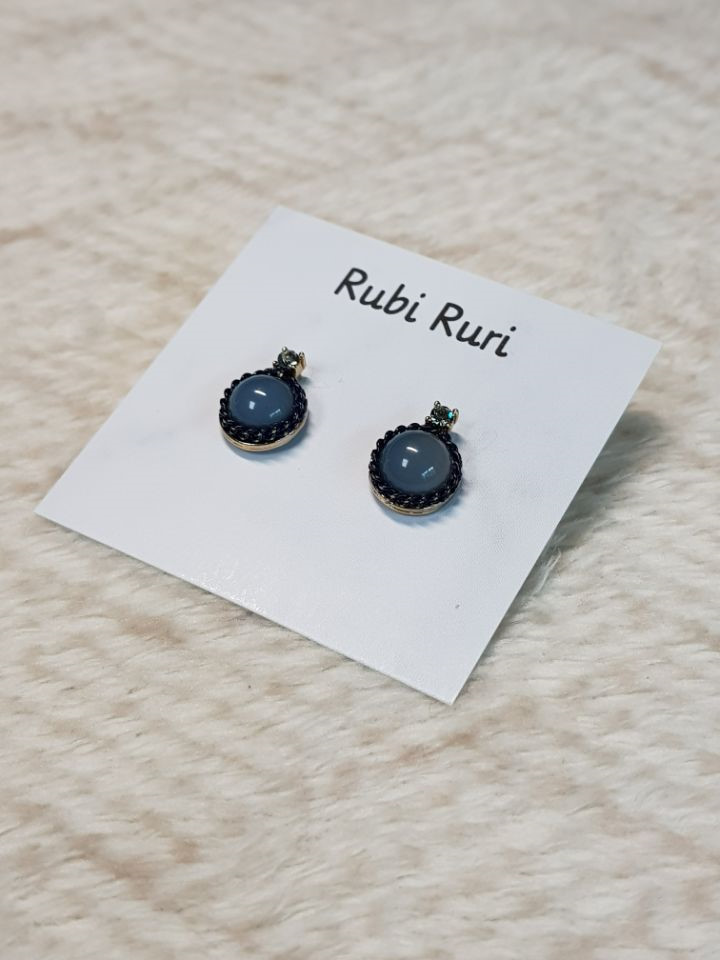 Gemstones Daily Simple Earrings Silver Blue Green