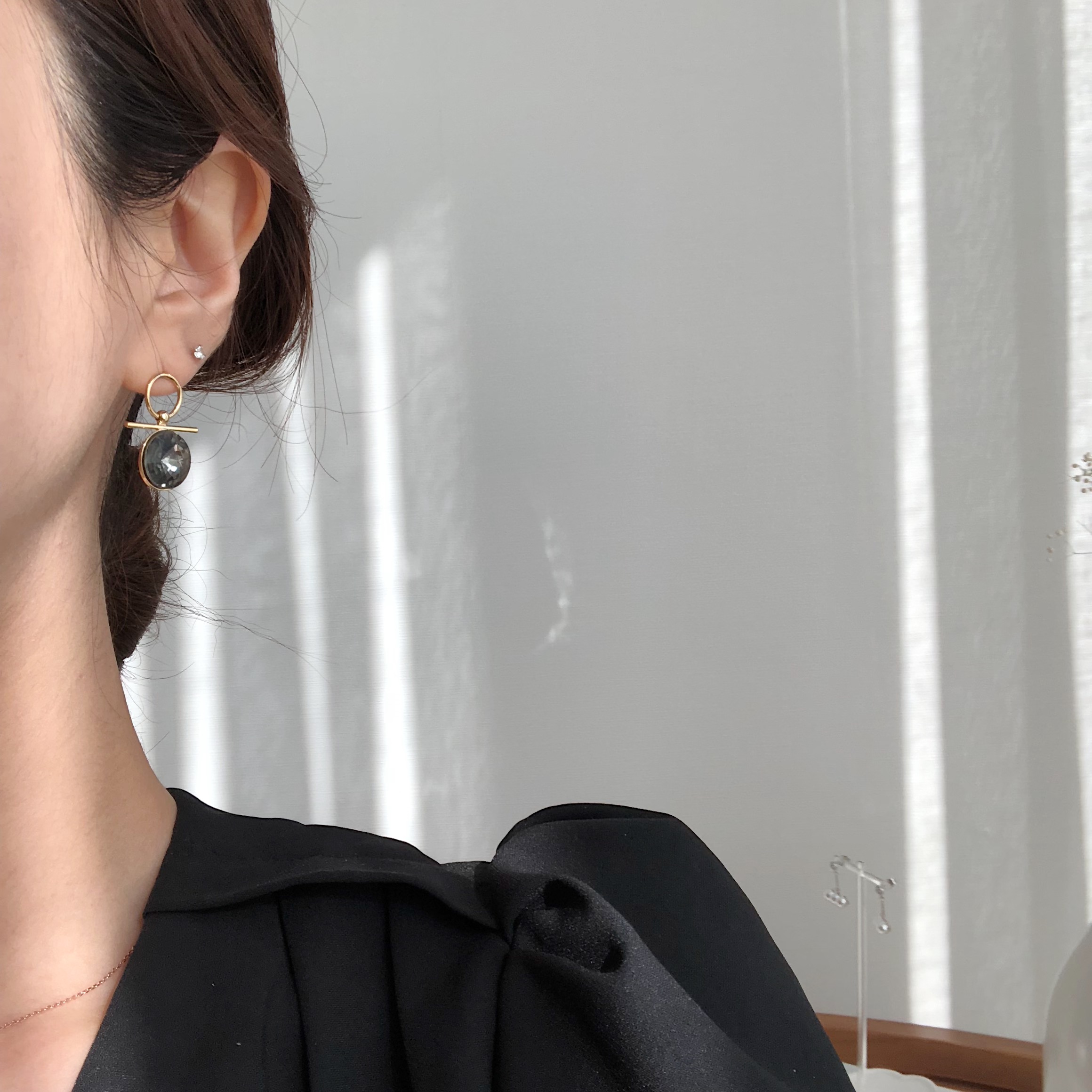 mood mud unbalanced earrings bold gold silver pear