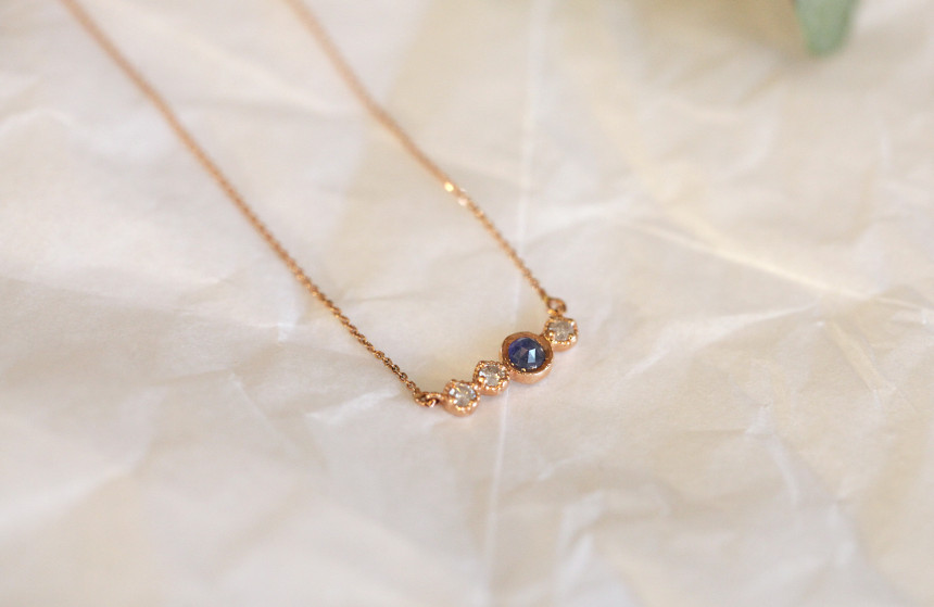 Sapphire simple diamond necklace Unique design uni