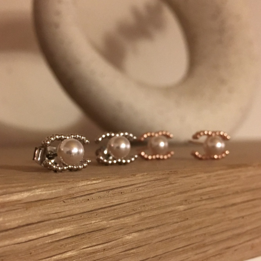 all silver Mini Size Coco Swarovski Earrings Lovel