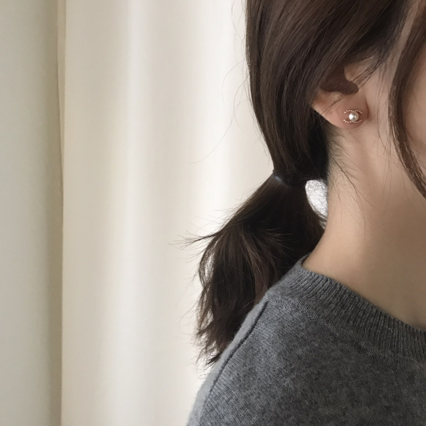 all silver Mini Size Coco Swarovski Earrings Lovel