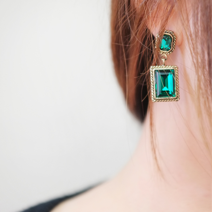 Glam Jewel Bold Drop Earrings Antique Winter Party