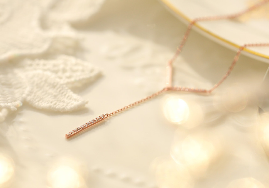 Drop necklace in one way together 14kY 14k Cubic 1