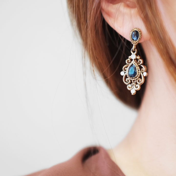 Glam Jewel Bold Drop Earrings Antique Winter Party