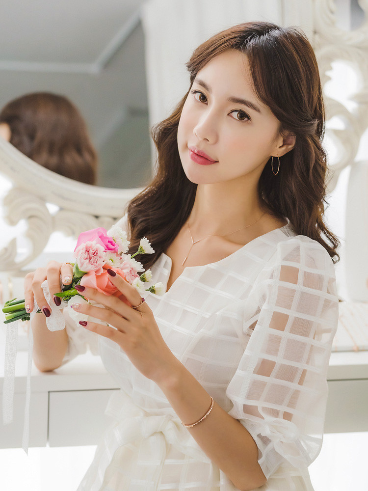 Drop necklace in one way together 14kY 14k Cubic 1