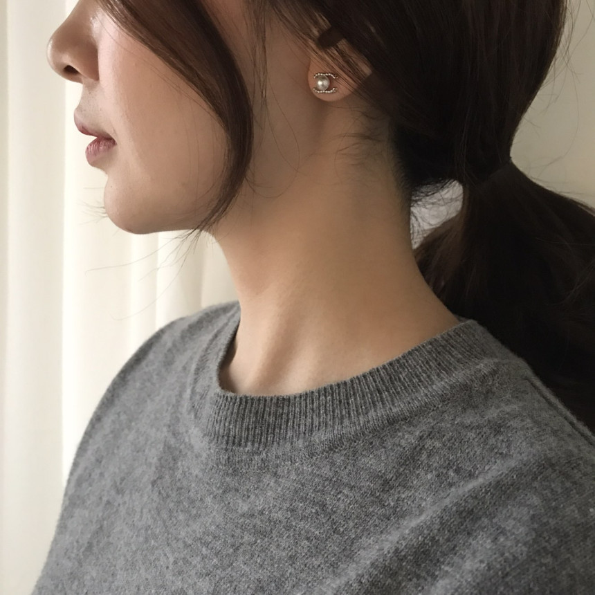 all silver Mini Size Coco Swarovski Earrings Lovel