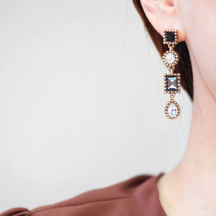 Glam Jewel Bold Drop Earrings Antique Winter Party