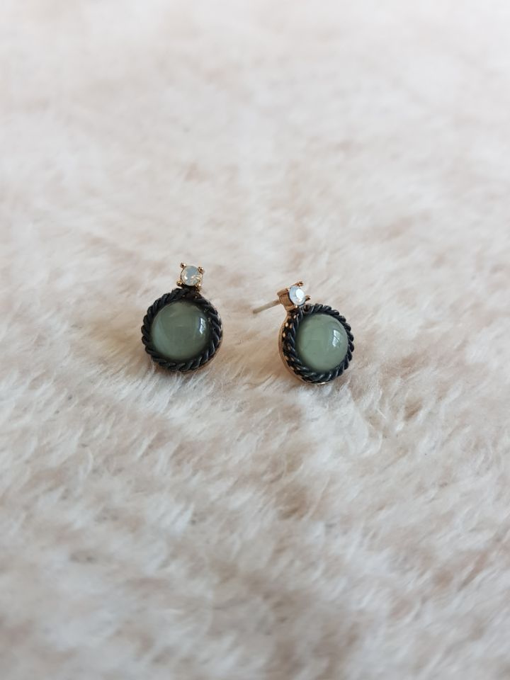 Gemstones Daily Simple Earrings Silver Blue Green