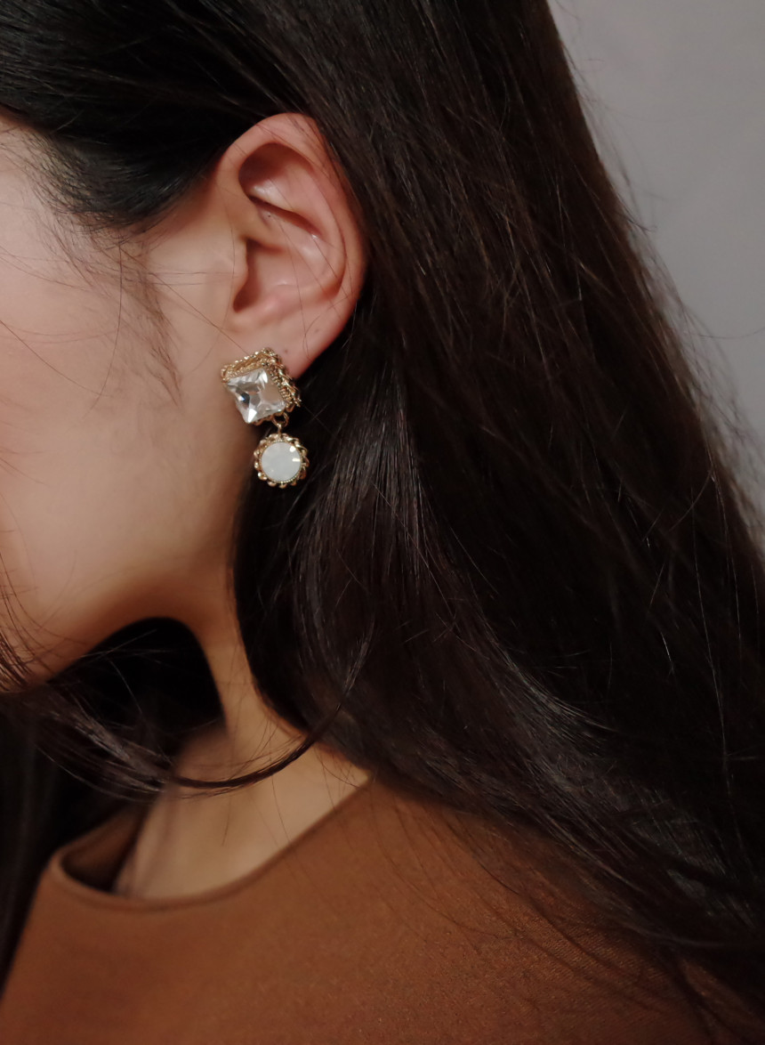 Frill Square Princess Silver Earrings Stylish Chic