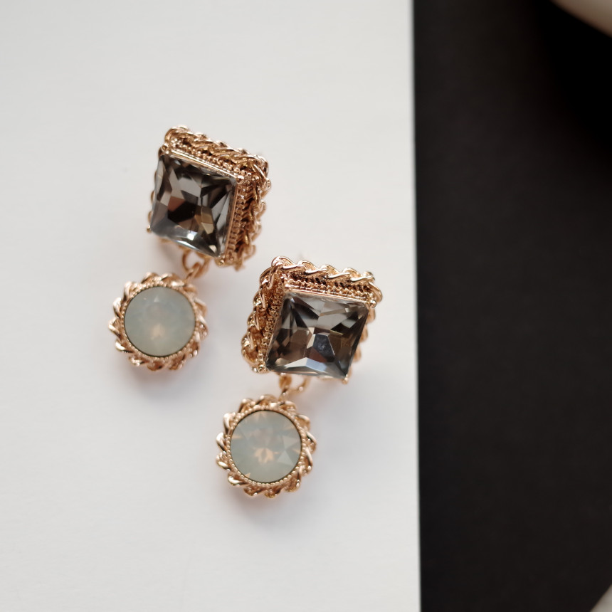 Frill Square Princess Silver Earrings Stylish Chic