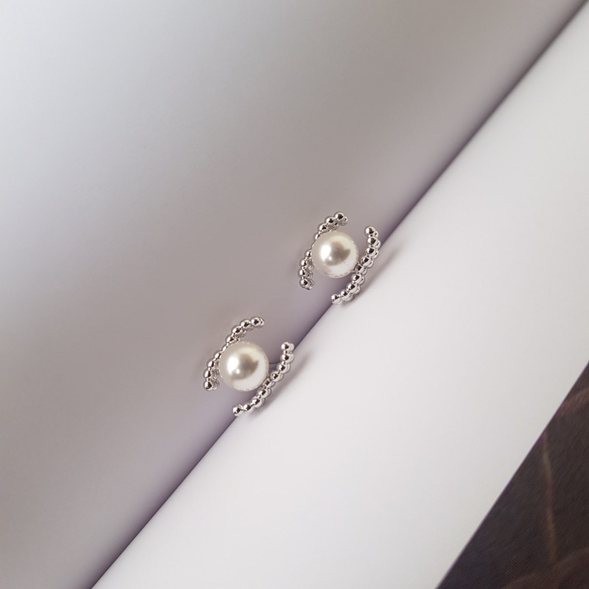 all silver Mini Size Coco Swarovski Earrings Lovel