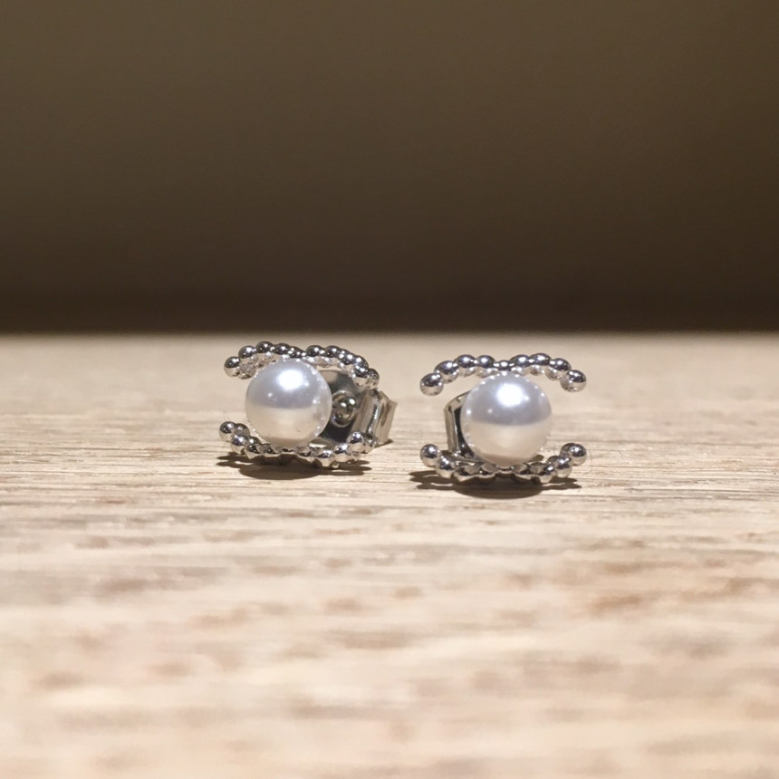 all silver Mini Size Coco Swarovski Earrings Lovel