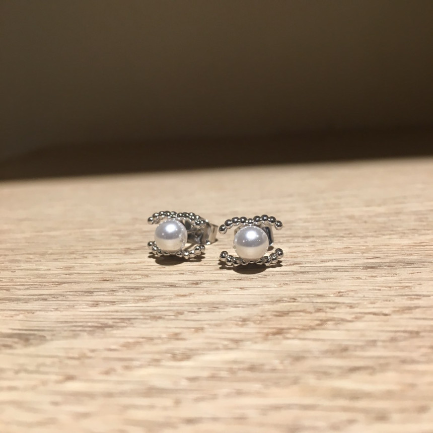 all silver Mini Size Coco Swarovski Earrings Lovel